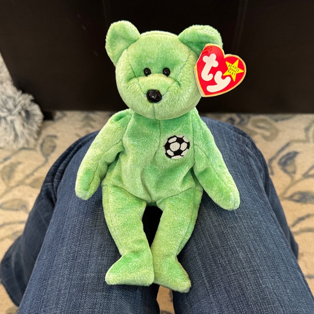 Ty Kicks Green Soccer Bear Plush